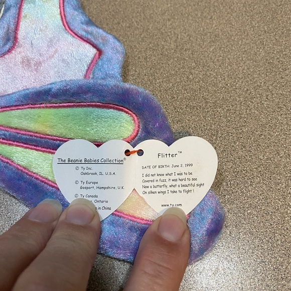 New Ty Baby Flitter butterfly 1999 or Gobbles-1996 - Picture 3 of 7